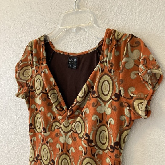 Nicole By Nicole Miller Womens Top Orange Brown Y2K Style Lined Chic Size Small - Picture 6 of 16